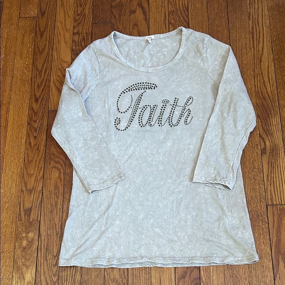 Long Sleeve Top with 'Faith' Design
